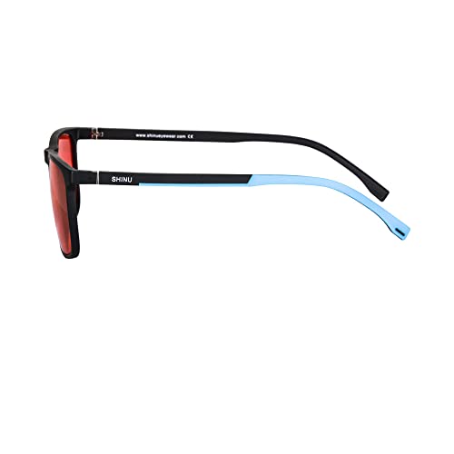 Image of SHINU Good Sleep Blue Light Blocking Glasses Men Red Lenses Anti Green Light Eliminate Eye Strain Glasses Bluelight 078RD