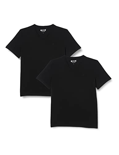 MUSTANG 2-Pack V-Neck Camiseta, Negro (Black 4142), M (Pack de 2) para Hombre 2 21sy+BkV+bL