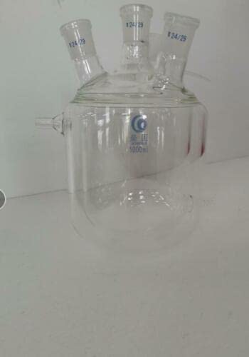 4-Necks Glass Jacketed Flask Reactor Vessel Double Layer 1000ml