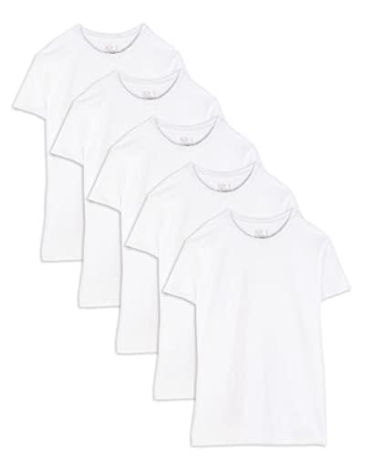 Fruit of the Loom Men's White Crew Neck Tshirts 5-Pack Size 3X 100% Cotton Slightly Imperfect (3X, White)