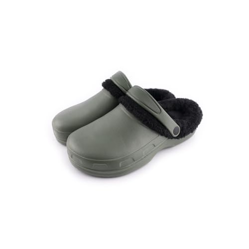 R-ISLAND Clogs Invierno,Zuecos Invierno para Hombre,con Forro Caliente,Adulto,Impermeable,Antideslizante,Cómodo,Perfectamente para casa Exterior o Interior (Verde, 45)