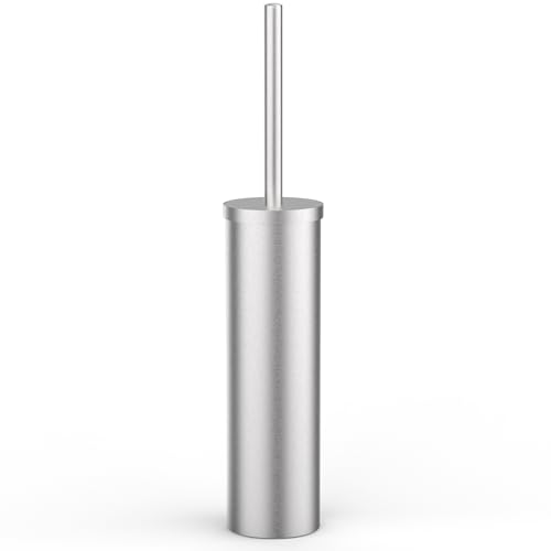 Image of Stainless Steel Toilet Brush and Holder Set Brushed Silver Heavy Duty Toilet Bowl Brush with Long Handle for Bathroom and Farmhouse (Silver)