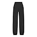 Petite Wide Leg Joggers Sweatpants for Women Baggy Sports Yoga with Pocket Elastic High Waisted Casual Pants Fashion Clothes（L,Black）