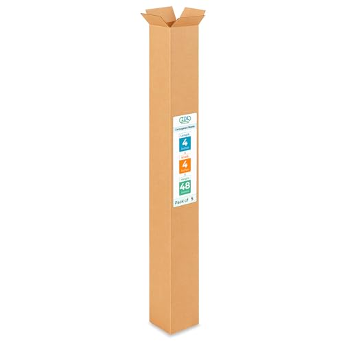 Tall Moving &amp; Shipping Boxes 4 x 4 x 48 inches (5-Pack) - Extra Strength 200 lb vs Regular - Corrugated Durable Packing Boxes for Moving - Tall Cardboard Box - Eco Shipping Box by IDL Packaging