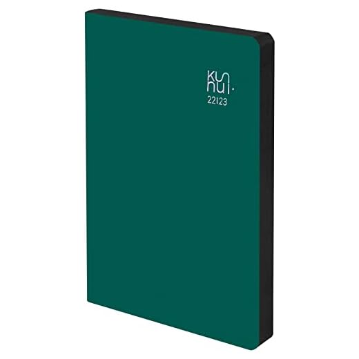 Agenda 2022 2023 - Cuero Regenerado - Forest - Semana Vista - Tamaño A5 - 15 x 21 cm - Idioma: Español - Inglés - Incluye dos cintas de registro y pegatinas – Kunnui