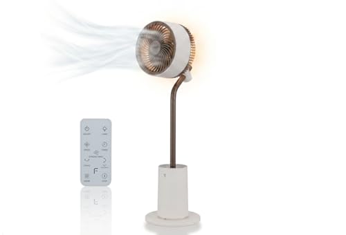 Fakir TVC 800 premium Design-Ventilator - DC-Motor 12 Lüfterstufen 3D-Oszillation 26 dB(A) 12h Timer Ambient-Licht Vliespad für Raumdüfte Fernbedienung