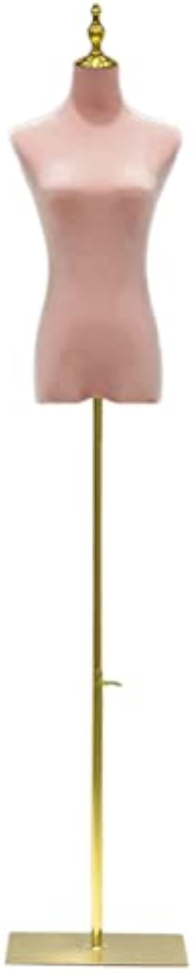 Adult Female Mannequin Dress Form Torso with Adjustable Height Rectangle Metal Base, Detachable Manikin Body Store Display Model for Dress Jewelry Display, Velvet cover ( Color : Pink , Size : C )
