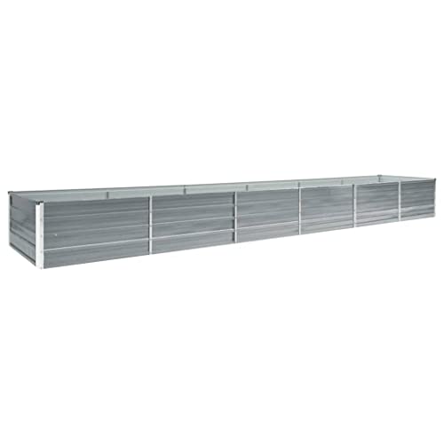 vidaXL Garden Raised Bed - Galvanized Steel Planter Box in Gray, Ideal for Outdoor Planting - 189