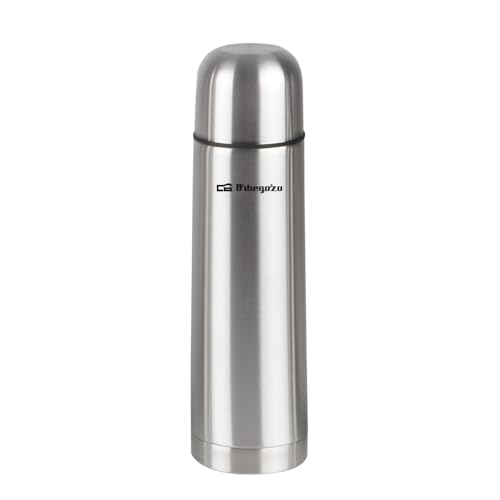 Orbegozo TRL 560, Termo para líquidos, 500 ml de Capacidad, tapón con pulsador dosificador, Acero Inoxidable, Mantiene Caliente 12 Horas, Mantiene frío 24 Horas, Color Plata