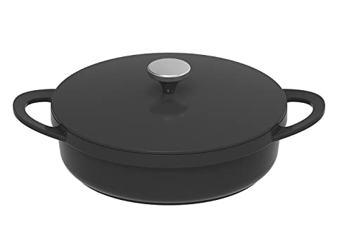 KOPF Sartén honda Atavola de aluminio fundido, diámetro de 28 cm, con revestimiento antiadherente ILAG Basic, sartén para inducción, incluye protección de mango de silicona y tapa, apta para horno,