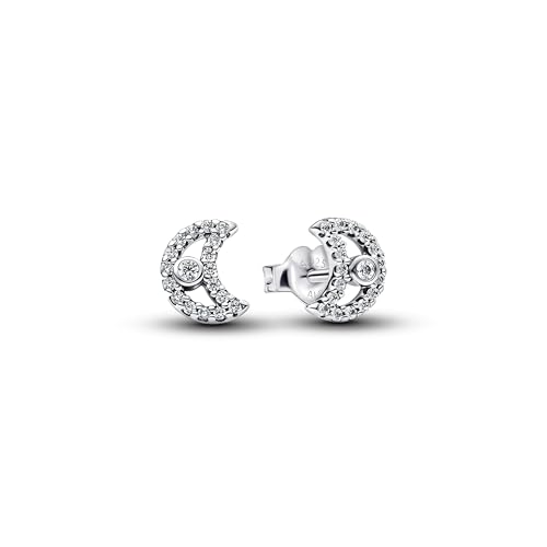 Pandora Timeless Scintillante Orecchini a lobo a forma di luna con zirconia in argento Sterling, 294257C01
