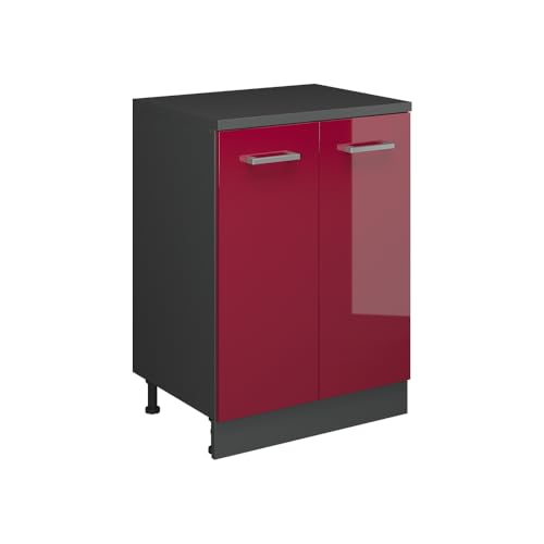 Vicco Meuble pour combles Rion, Rouge Brillant, 60x81.6cm sans Pente avec 2 Portes