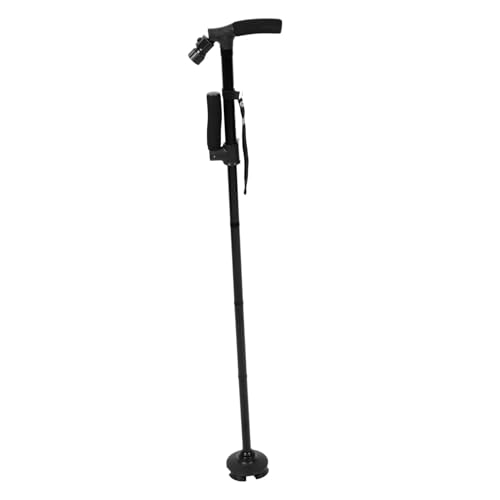 WRITWAA bastón de Viaje para Ancianos Palo de Alpinismo Palo de montañismo bastón para Caminar para Personas Mayores bastón de Trekking Ajustable aleación de Aluminio Black