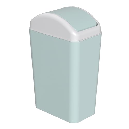 Image of 3.5 Gallon Plastic Trash Can with Swing Lid, Slim Wastebasket