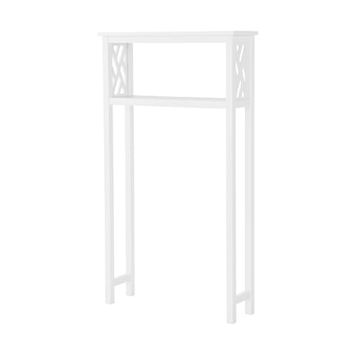 Alaterre Furniture Coventry Over The Toilet Storage Shelf - 2-Tier 27x48in Freestanding Above Toilet Storage Bathroom Shelf for Toiletries, Towels, and Bathroom Decor - Organizers and Storage (White)