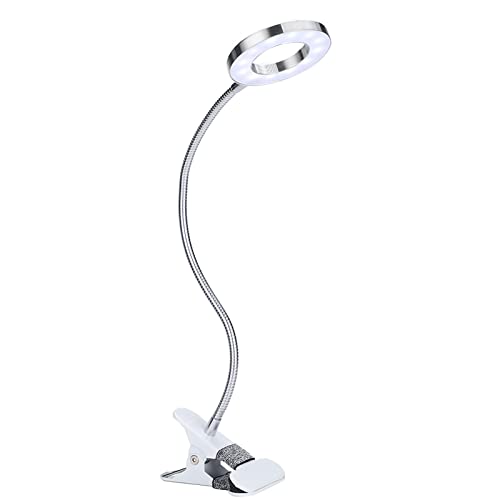 Lampe de bureau Clip sur la lumière, lampe de maquillage cercle USB col de cygne réglable à 360 ° 2 modes d'éclairage salon de beauté lampes LED de bureau avec clip pour salon de tatouage esthétique S Cover