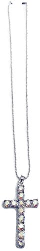 Daisy Designs Silver Cross Necklace with a Clear Crystal Cross,