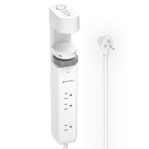 Desk Clamp Power Strip with USB-C, 1020J Surge Protector, 20W PD Fast Charging, Under Desk Mount Power Strip with Wide-Spaced Outlets, Flat Plug, 6FT Cord, Fits Up to 2' Tables,ETL Listed (15A/1875W)