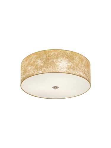 Plafonnier moderne en tissu feuille or GL0694 à 3 lumières pour salon