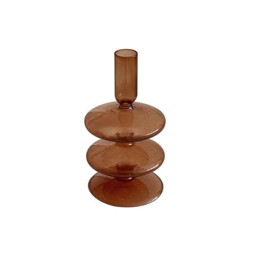 Nzzkoides Jarrón De Adornos, Jarrón Redondo Creativo, Vidrio Liso Y Delicado, Jarrón Decorativo para Flores Secas E Hidropónicas, 12 Cm/17 Cm(Size:8.8 * 8.8 * 17CM,Color:Amber)