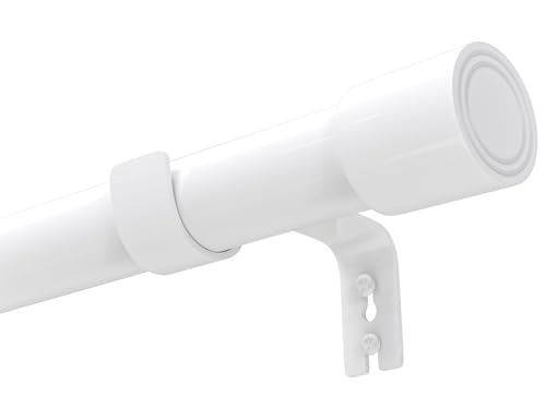 Venwemong Tringle rideau tringle à rideaux barre de rideau blanc ø25mm télescopique 1 pièce installation par perçage avec couvercles minimalistes pour...