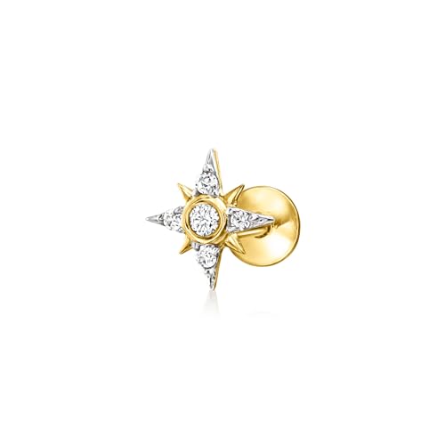 Pure Collection by Ross-Simons Diamond Star Single Flat-Back Stud Earring in 14kt Yellow Gold