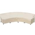 Flexiyard Curved Patio Furniture Cover for Outdoor Sectional Sofa, 190"(128") Reinforced Waterproof 600D Patio Sectional Couch Cover, Half Moon Lawn Outside Garden Furniture Winter Protective Cover