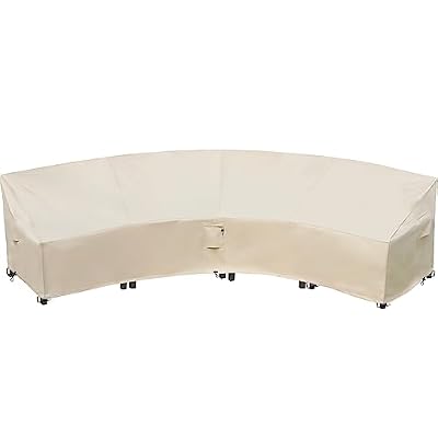 Flexiyard Curved Patio Furniture Cover for Outdoor Sectional Sofa, 190"(128") Reinforced Waterproof 600D Patio Sectional Couch Cover, Half Moon Lawn Outside Garden Furniture Winter Protective Cover