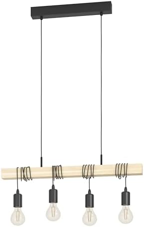 Eglo Suspension en bois vintage TOWNSHEND, lampe suspendue de sal...