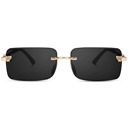 Image of IFLASH UV Protected Retro Rectangular Rimless Sunglasses for Men and Women