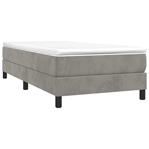 Tino Tech Boxspringbett Boxbetten Betten Bed Frame Bett Gestell Betten Boxspring Boxspringbett Hellgrau 90x190 cm Samt