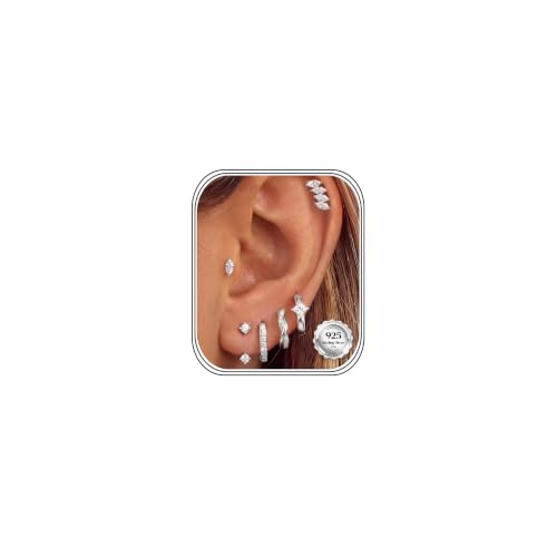 MILACOLATO 6 Pairs 925 Sterling Silver Earrings for Women Trendy Ear Stacks