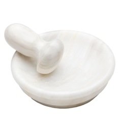 Marbletree White/Black Flat Pestle And Mortar, Light Or Dark Marble (17Cm Diameter) (Light, Medium)