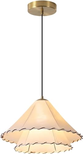 Suspension luminaire E26 dorée avec abat-jour en tissu pour chambre et salle à manger
