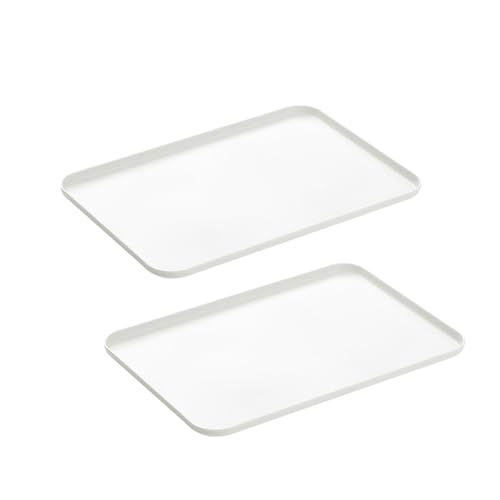 2 Stück Tablett Rechteckig Mittel Tablett Frühstückstablett Fast Food Tabletten Küche Teetablett Weiß Serviertablett Wiederverwendbar für Küche Café