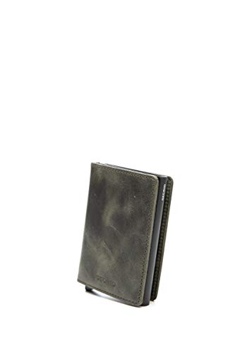 SECRID - Slim Wallet Genuine Vintage Leather RFID Safe Card Case for max 12 Cards (Olive-Black)2