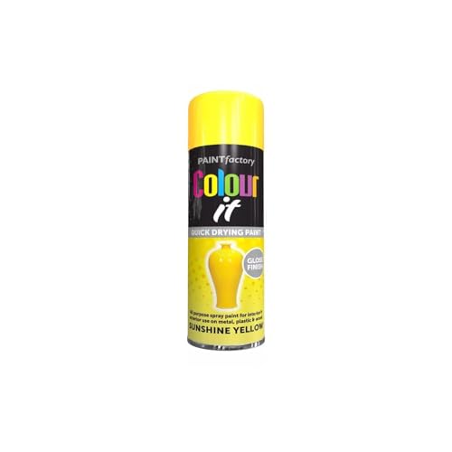 DIOXSTAR Sunshine Yellow Spray Paint, Gloss Finish, Quick Drying, All Purpose Spray for Metal, Wood, Plastic, Interior & Exterior Use, 250ml (1 PCS)