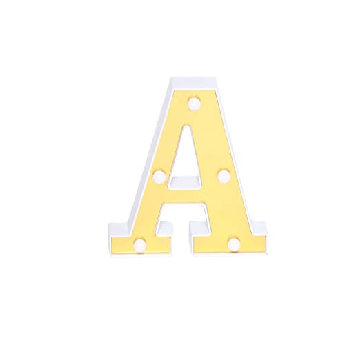 Image of Efavormart 6 inch Gold Marquee Letter A, Mirror Front Warm White LED Light Up 3D Sign, Battery Operated 72H Glow for Wedding Party & Wall Decor