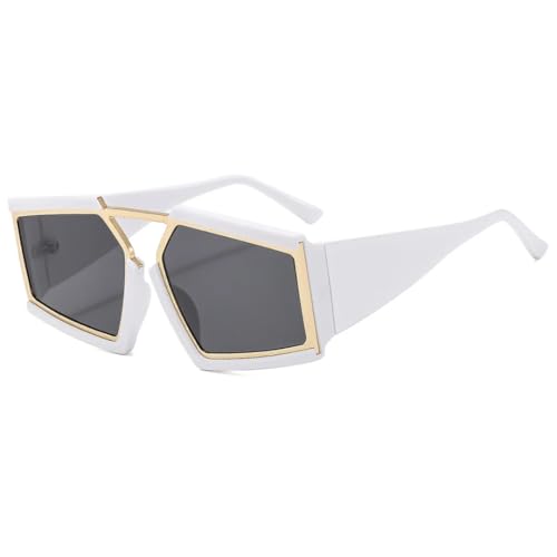 Lunettes de soleil carrées surdimensionnées vintage pour femme et homme