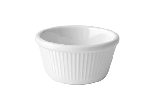 Utopia Tableware Fluted Melamine Ramekins 4oz White - Case of 48 - Tough Plastic Sauce Pots
