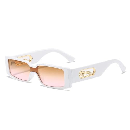 Lunettes de soleil rectangulaires UV400 femme verres vintage métal