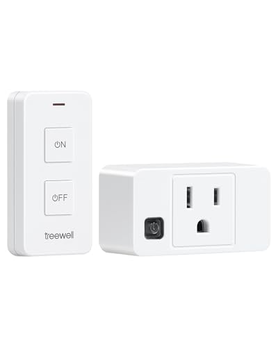 TREEWELL Remote Control Outlet with Portable Magnetic Switch 200FT Long Range Wireless On Off Switch Mini Electrical Outlet Plug 15A/1875W High-Power for Lamps Lights Household Appliances
