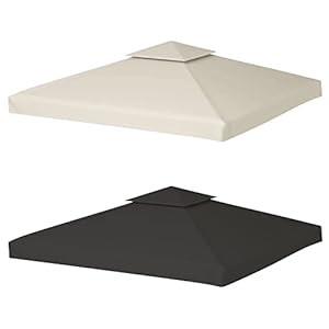 Tubiaz Vervangend dak voor paviljoen, 3 x 3 m, beige, dubbel dak voor tuin, dakzeil, reserveovertrek, waterdicht