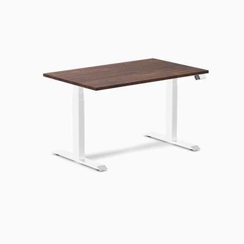 Image of Desky Electric Standing Desk, 48 x 30 inch Softwood Height Adjustable Sit Stand Desk, Dual Motor, Memory Presets, Ergonomic Workstation for Home Office - American Rustic Pine Wood Top