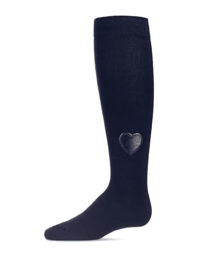 MeMoi Heart Patch Cotton Blend Girls Knee High Socks