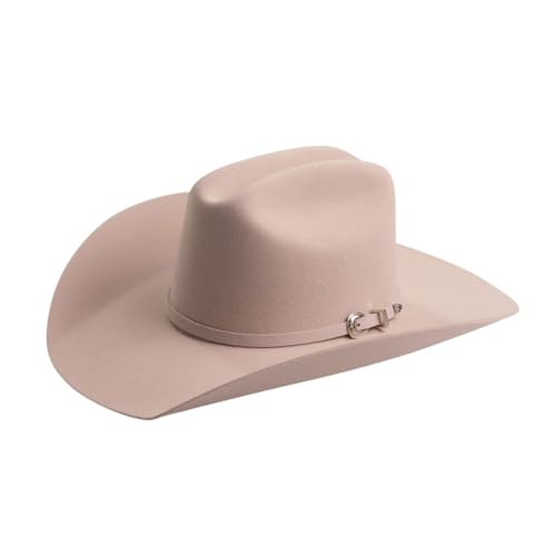 Justin - Rodeo - Mens Western Cowboy Hat - 3X 100% Wool - Traditional Cattleman Crease Crown - 4 Brim - Satin Crown Lining - Leatherette Sweatband - Felt Band & 3 Piece Silver Buckle - 7 3/8 - Belly