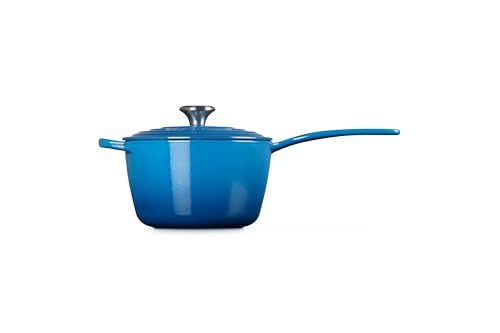 Le Creuset Signature Stielkasserolle aus Gusseisen, Rund, Ø 18 cm, 1,8 l, Für alle Herdarten inkl. Induktion geeignet, 2,942 kg, Marseille… – Ansicht 4