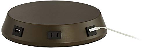 Possini Euro Design Cosgrove Mid Century Modern Coastal Table Lamp with USB and AC Power Outlet Workstation Charging Base Oval 32.75" Tall White Ceramic Beige Fabric Drum Shade for Living Room - Image 6