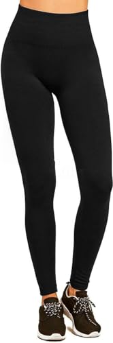 Women's Fleece Lined Leggings Thermal High Waist Tummy Control Yoga ...