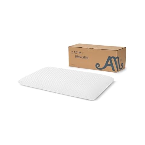 AM AEROMAX 2.75 Inches Standard Size Hyper Slim Memory Foam Pillow for Stomach and Back Sleepers - Thin, Flat Design for Cervical Neck Alignment and Deeper Sleep. Cover